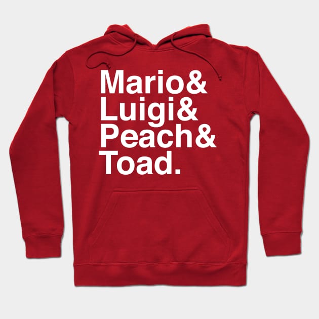 Helvetica Mario Video Game Characters Hoodie by Carl Cordes